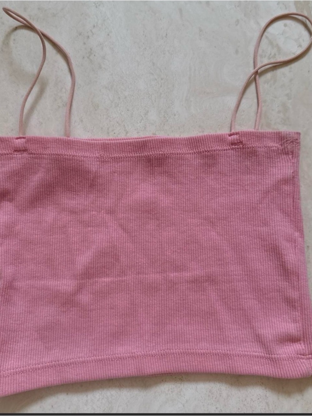 Zara Pink Ribbed Bandeau Cami with Spaghetti Straps